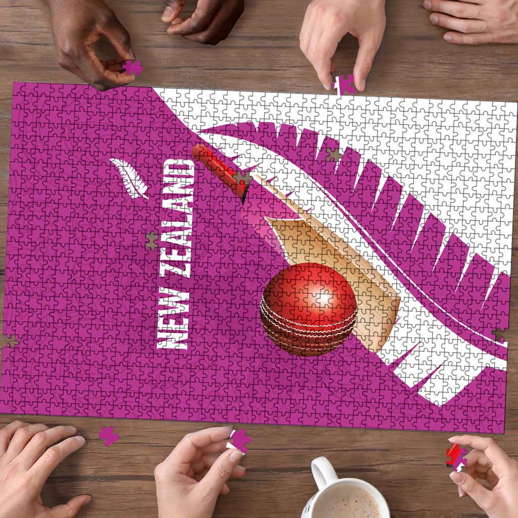 New Zealand Cricket Puzzle Kiwi Birds Haka Dance Pink Fern Sporty Style LT03 - Polynesian Pride