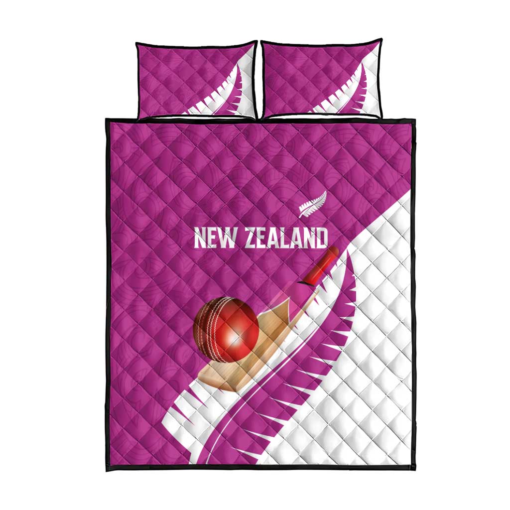 New Zealand Cricket Quilt Bed Set Kiwi Birds Haka Dance Pink Fern Sporty Style LT03 - Polynesian Pride