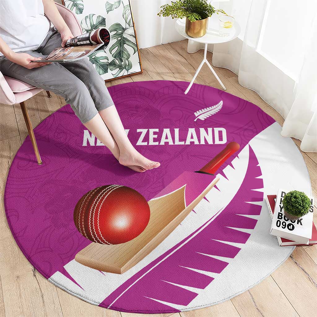 New Zealand Cricket Round Carpet Kiwi Birds Haka Dance Pink Fern Sporty Style LT03 - Polynesian Pride