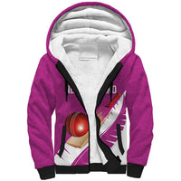 Custom New Zealand Cricket Sherpa Hoodie Kiwi Birds Haka Dance Pink Fern Sporty Style LT03 Unisex Pink - Polynesian Pride