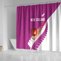 New Zealand Cricket Shower Curtain Kiwi Birds Haka Dance Pink Fern Sporty Style