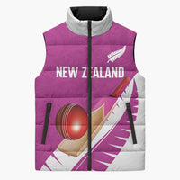 Custom New Zealand Cricket Sleeveless Puffer Jacket Kiwi Birds Haka Dance Pink Fern Sporty Style LT03 Unisex Pink - Polynesian Pride