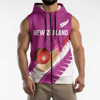 Custom New Zealand Cricket Sleeveless Zip Hoodie Kiwi Birds Haka Dance Pink Fern Sporty Style LT03 - Polynesian Pride