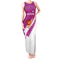 Custom New Zealand Cricket Tank Maxi Dress Kiwi Birds Haka Dance Pink Fern Sporty Style LT03 Women Pink - Polynesian Pride