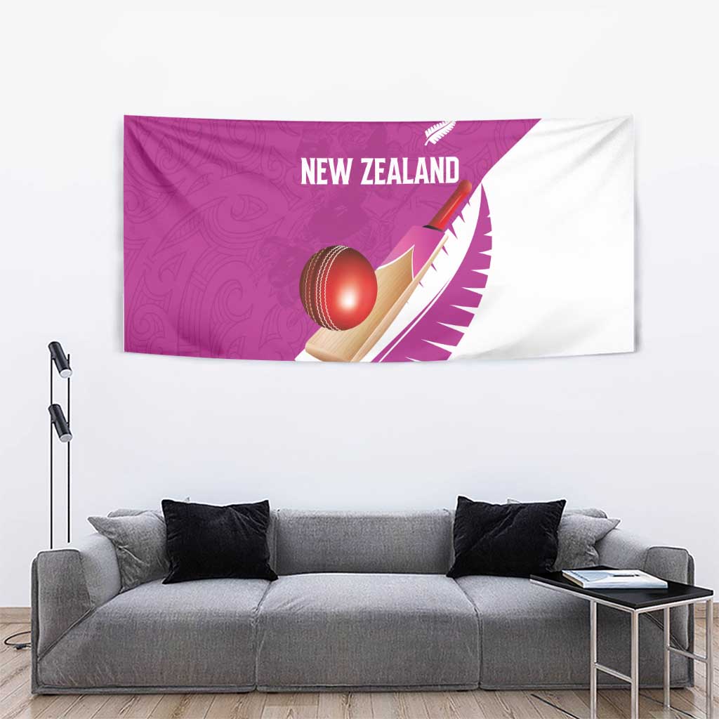 New Zealand Cricket Tapestry Kiwi Birds Haka Dance Pink Fern Sporty Style LT03 - Polynesian Pride