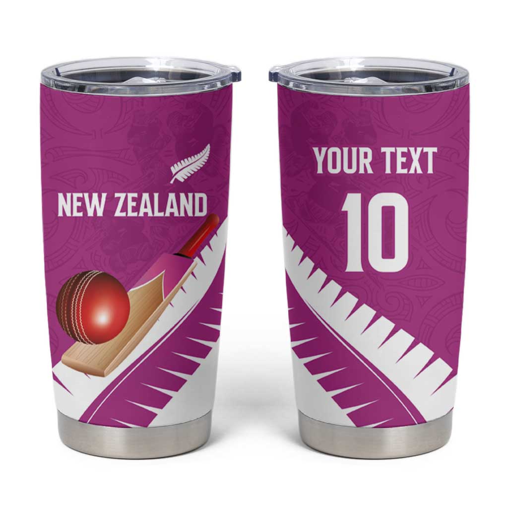 Custom New Zealand Cricket Tumbler Cup Kiwi Birds Haka Dance Pink Fern Sporty Style LT03 Pink - Polynesian Pride