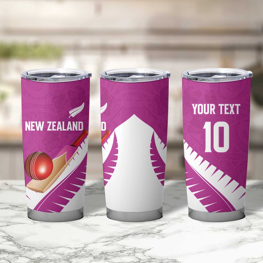 Custom New Zealand Cricket Tumbler Cup Kiwi Birds Haka Dance Pink Fern Sporty Style LT03 - Polynesian Pride