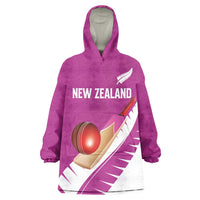 Custom New Zealand Cricket Wearable Blanket Hoodie Kiwi Birds Haka Dance Pink Fern Sporty Style LT03 One Size Pink - Polynesian Pride