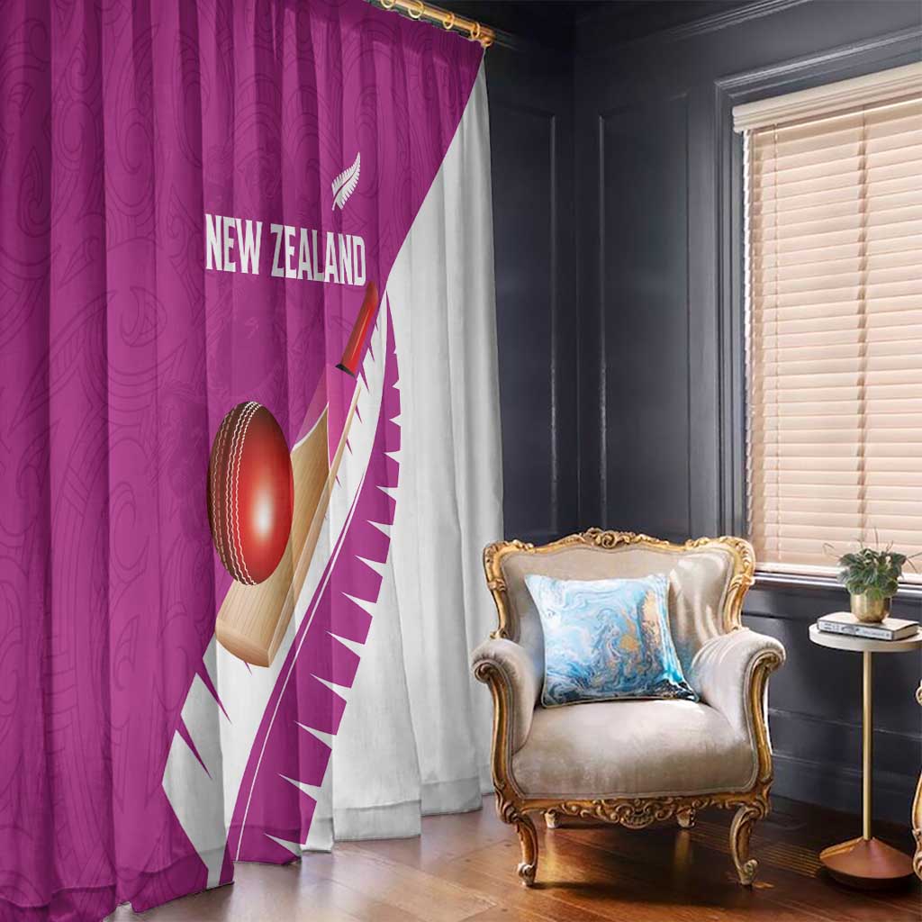 New Zealand Cricket Window Curtain Kiwi Birds Haka Dance Pink Fern Sporty Style LT03 - Polynesian Pride