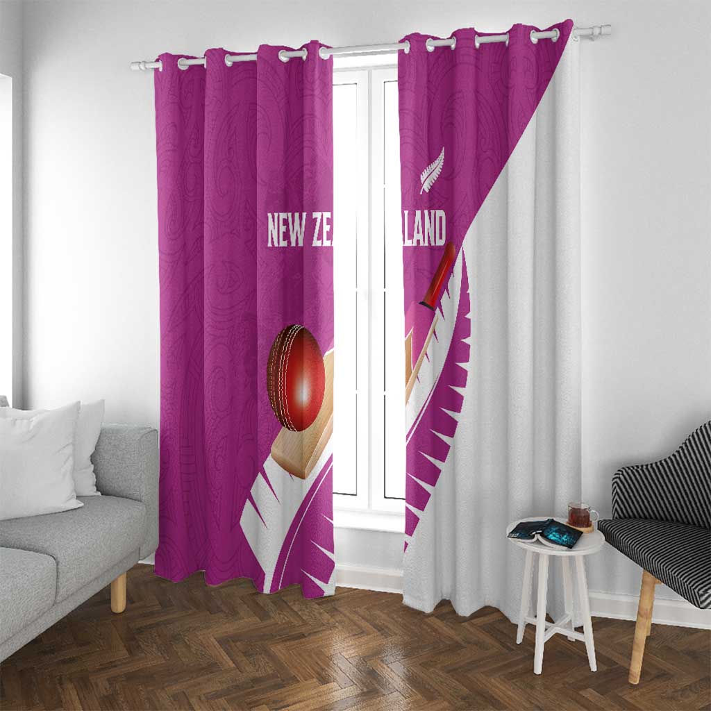 New Zealand Cricket Window Curtain Kiwi Birds Haka Dance Pink Fern Sporty Style LT03 With Grommets Pink - Polynesian Pride