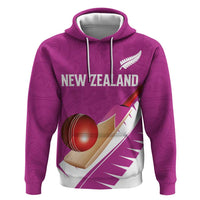 Custom New Zealand Cricket Zip Hoodie Kiwi Birds Haka Dance Pink Fern Sporty Style LT03 Pullover Hoodie Pink - Polynesian Pride
