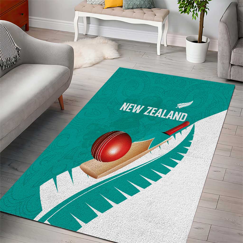 New Zealand Cricket Area Rug Kiwi Birds Haka Dance Turquoise Fern Sporty Style LT03 - Polynesian Pride