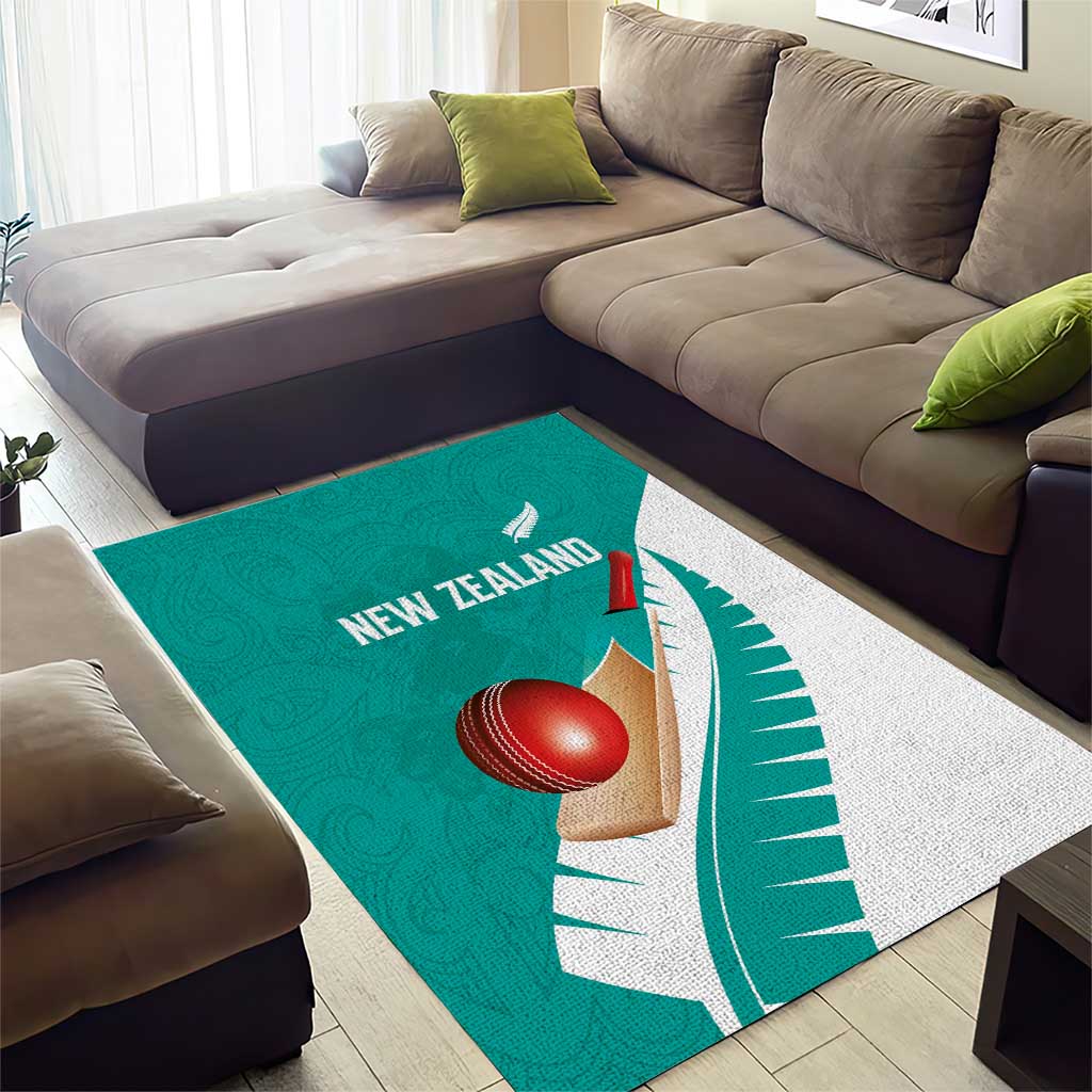New Zealand Cricket Area Rug Kiwi Birds Haka Dance Turquoise Fern Sporty Style LT03 - Polynesian Pride