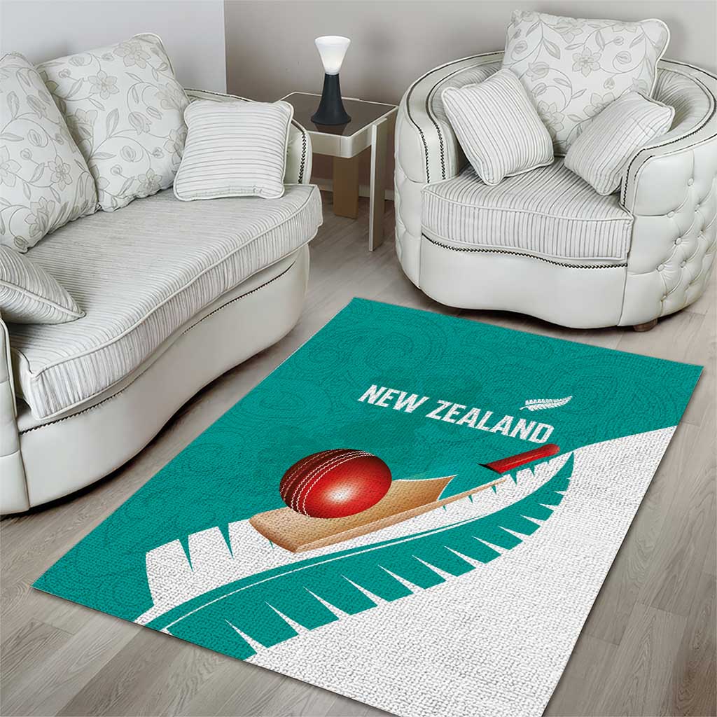 New Zealand Cricket Area Rug Kiwi Birds Haka Dance Turquoise Fern Sporty Style LT03 - Polynesian Pride