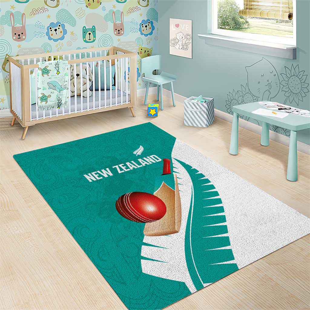 New Zealand Cricket Area Rug Kiwi Birds Haka Dance Turquoise Fern Sporty Style LT03 - Polynesian Pride