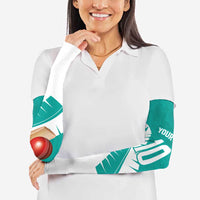 Custom New Zealand Cricket Arm Sleeves Kiwi Birds Haka Dance Turquoise Fern Sporty Style LT03 - Polynesian Pride