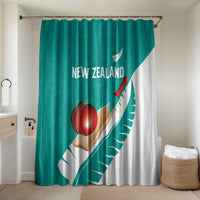 New Zealand Cricket Bathroom Set Kiwi Birds Haka Dance Turquoise Fern Sporty Style LT03 Shower Curtain Only Turquoise - Polynesian Pride
