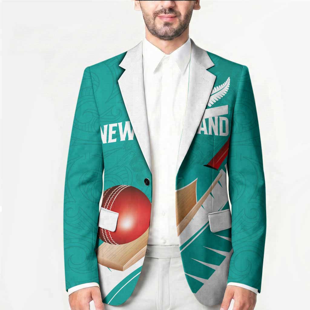 Custom New Zealand Cricket Blazer Kiwi Birds Haka Dance Turquoise Fern Sporty Style