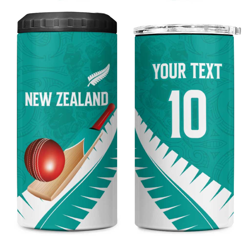 Custom New Zealand Cricket 4 in 1 Can Cooler Tumbler Kiwi Birds Haka Dance Turquoise Fern Sporty Style LT03 One Size: 16 oz Turquoise - Polynesian Pride