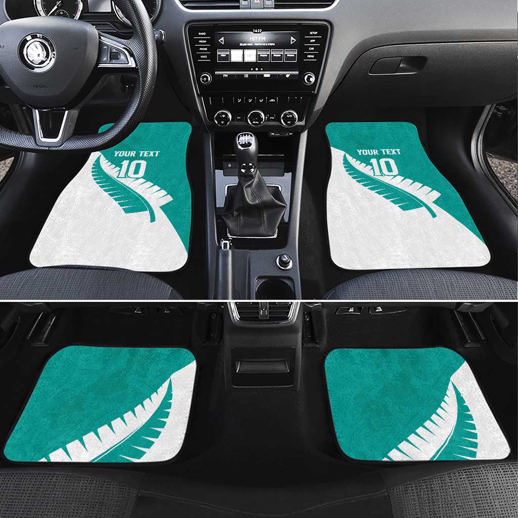 Custom New Zealand Cricket Car Mats Kiwi Birds Haka Dance Turquoise Fern Sporty Style LT03 Set 4pcs Turquoise - Polynesian Pride