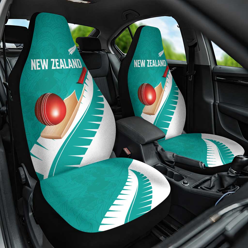 New Zealand Cricket Car Seat Cover Kiwi Birds Haka Dance Turquoise Fern Sporty Style LT03 One Size Turquoise - Polynesian Pride