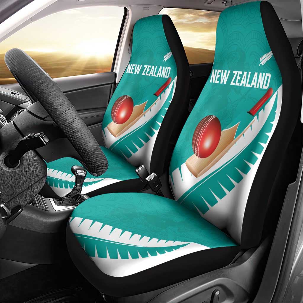 New Zealand Cricket Car Seat Cover Kiwi Birds Haka Dance Turquoise Fern Sporty Style LT03 - Polynesian Pride
