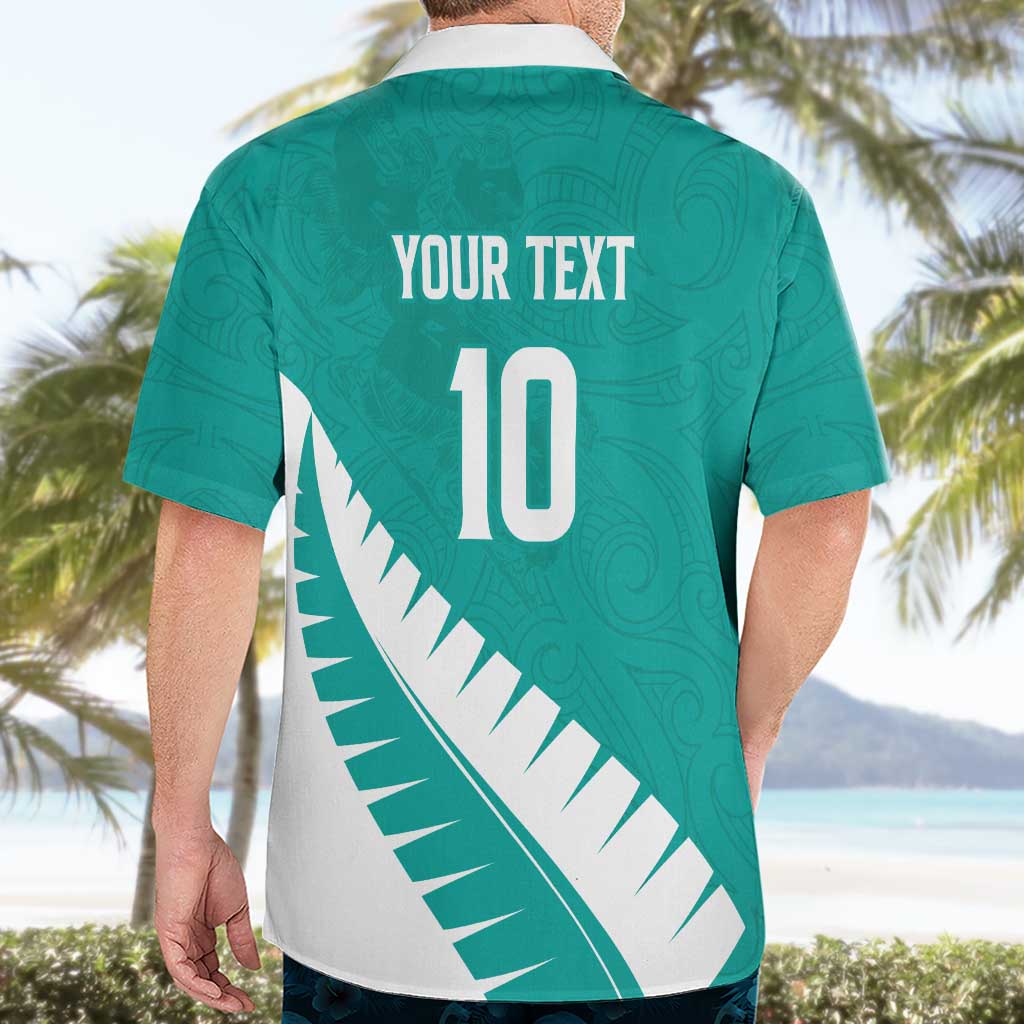 Custom New Zealand Cricket Hawaiian Shirt Kiwi Birds Haka Dance Turquoise Fern Sporty Style LT03 - Polynesian Pride