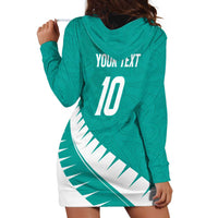 Custom New Zealand Cricket Hoodie Dress Kiwi Birds Haka Dance Turquoise Fern Sporty Style LT03 - Polynesian Pride