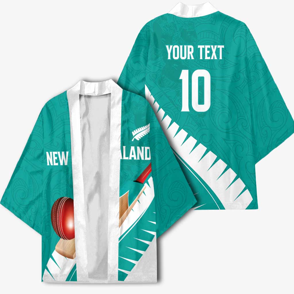 Custom New Zealand Cricket Kimono Kiwi Birds Haka Dance Turquoise Fern Sporty Style LT03 - Polynesian Pride