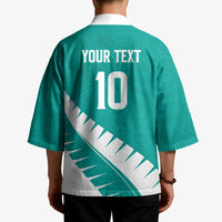 Custom New Zealand Cricket Kimono Kiwi Birds Haka Dance Turquoise Fern Sporty Style LT03 - Polynesian Pride