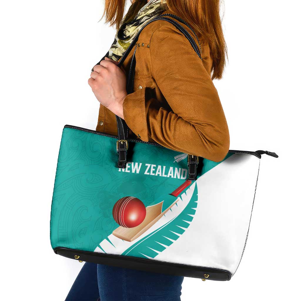 New Zealand Cricket Leather Tote Bag Kiwi Birds Haka Dance Turquoise Fern Sporty Style LT03 Turquoise - Polynesian Pride
