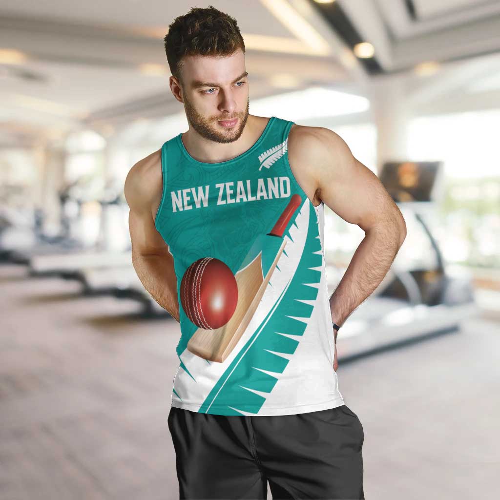 Custom New Zealand Cricket Men Tank Top Kiwi Birds Haka Dance Turquoise Fern Sporty Style LT03 Turquoise - Polynesian Pride