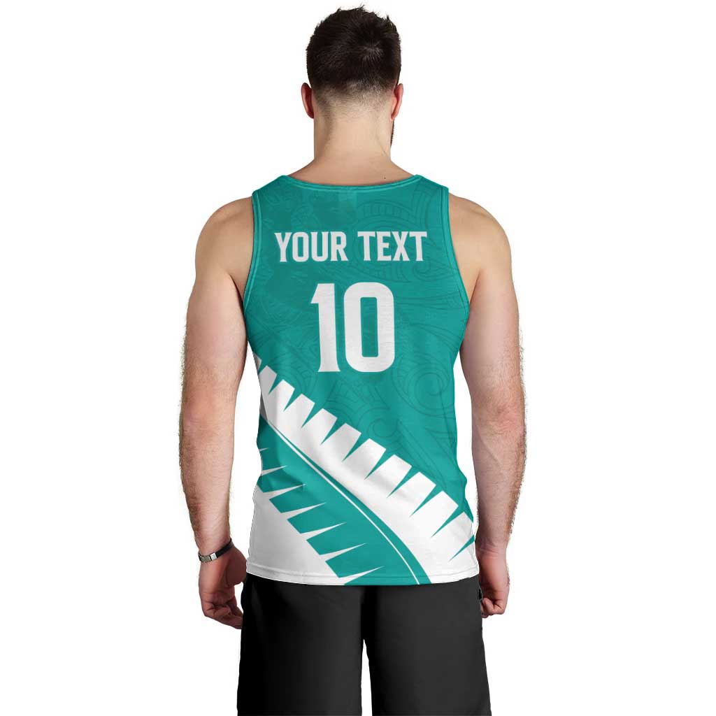 Custom New Zealand Cricket Men Tank Top Kiwi Birds Haka Dance Turquoise Fern Sporty Style LT03 - Polynesian Pride