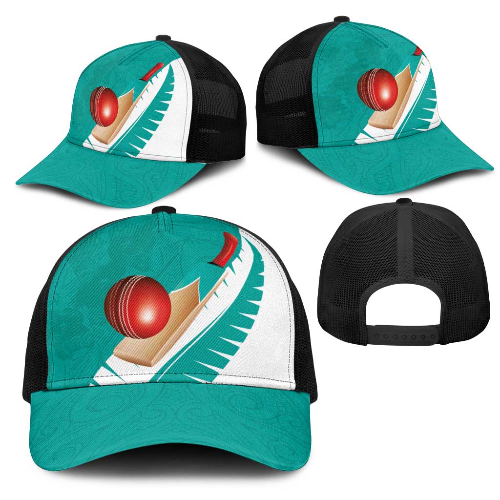 New Zealand Cricket Mesh Trucker Cap Kiwi Birds Haka Dance Turquoise Fern Sporty Style LT03 - Polynesian Pride