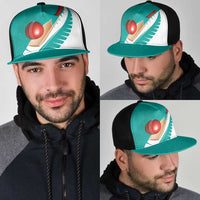 New Zealand Cricket Mesh Trucker Cap Kiwi Birds Haka Dance Turquoise Fern Sporty Style LT03 - Polynesian Pride
