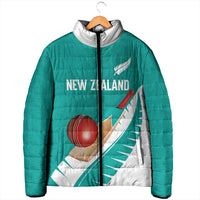 Custom New Zealand Cricket Padded Jacket Kiwi Birds Haka Dance Turquoise Fern Sporty Style