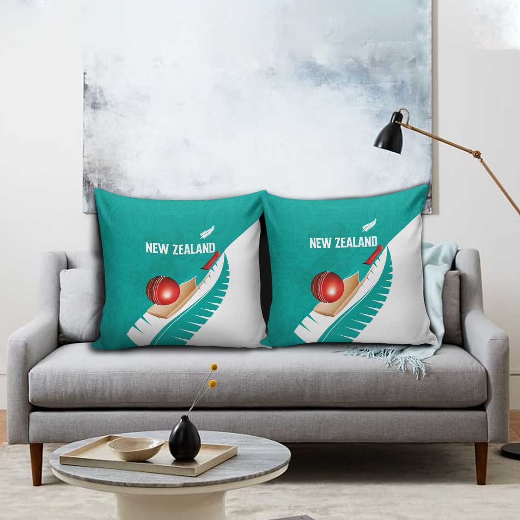 New Zealand Cricket Pillow Cover Kiwi Birds Haka Dance Turquoise Fern Sporty Style LT03 - Polynesian Pride