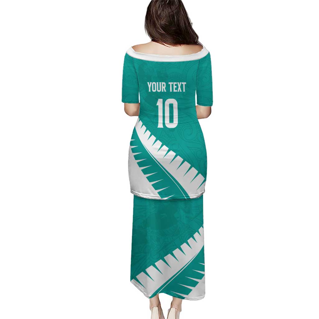 Custom New Zealand Cricket Puletasi Kiwi Birds Haka Dance Turquoise Fern Sporty Style LT03 - Polynesian Pride