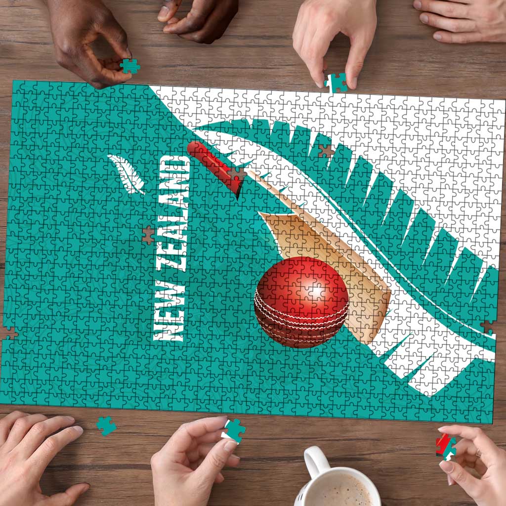 New Zealand Cricket Puzzle Kiwi Birds Haka Dance Turquoise Fern Sporty Style LT03 - Polynesian Pride