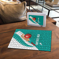 New Zealand Cricket Puzzle Kiwi Birds Haka Dance Turquoise Fern Sporty Style LT03 - Polynesian Pride