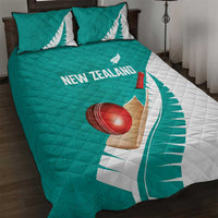 New Zealand Cricket Quilt Bed Set Kiwi Birds Haka Dance Turquoise Fern Sporty Style LT03 Turquoise - Polynesian Pride