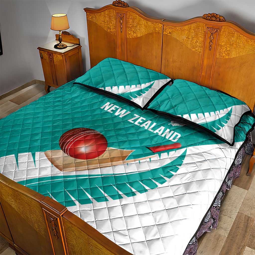 New Zealand Cricket Quilt Bed Set Kiwi Birds Haka Dance Turquoise Fern Sporty Style LT03 - Polynesian Pride