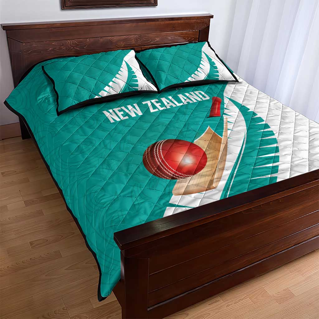 New Zealand Cricket Quilt Bed Set Kiwi Birds Haka Dance Turquoise Fern Sporty Style LT03 - Polynesian Pride