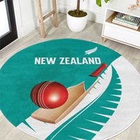 New Zealand Cricket Round Carpet Kiwi Birds Haka Dance Turquoise Fern Sporty Style LT03 Turquoise - Polynesian Pride