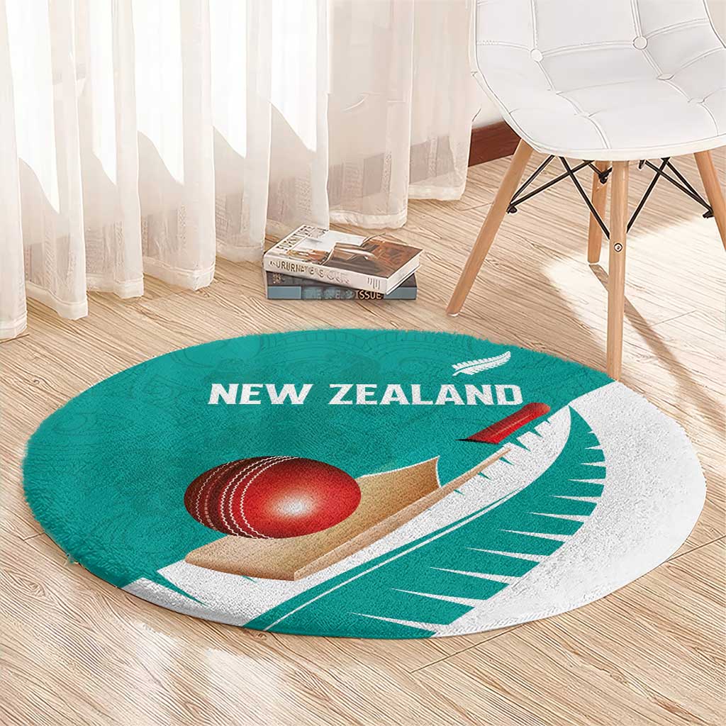 New Zealand Cricket Round Carpet Kiwi Birds Haka Dance Turquoise Fern Sporty Style LT03 - Polynesian Pride