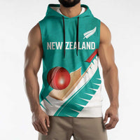 Custom New Zealand Cricket Sleeveless Hoodie Kiwi Birds Haka Dance Turquoise Fern Sporty Style LT03 - Polynesian Pride