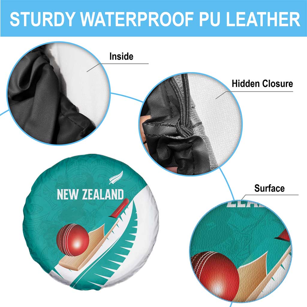 New Zealand Cricket Spare Tire Cover Kiwi Birds Haka Dance Turquoise Fern Sporty Style LT03 - Polynesian Pride