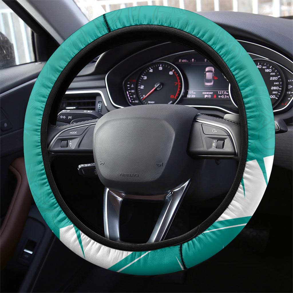 New Zealand Cricket Steering Wheel Cover Kiwi Birds Haka Dance Turquoise Fern Sporty Style LT03 - Polynesian Pride