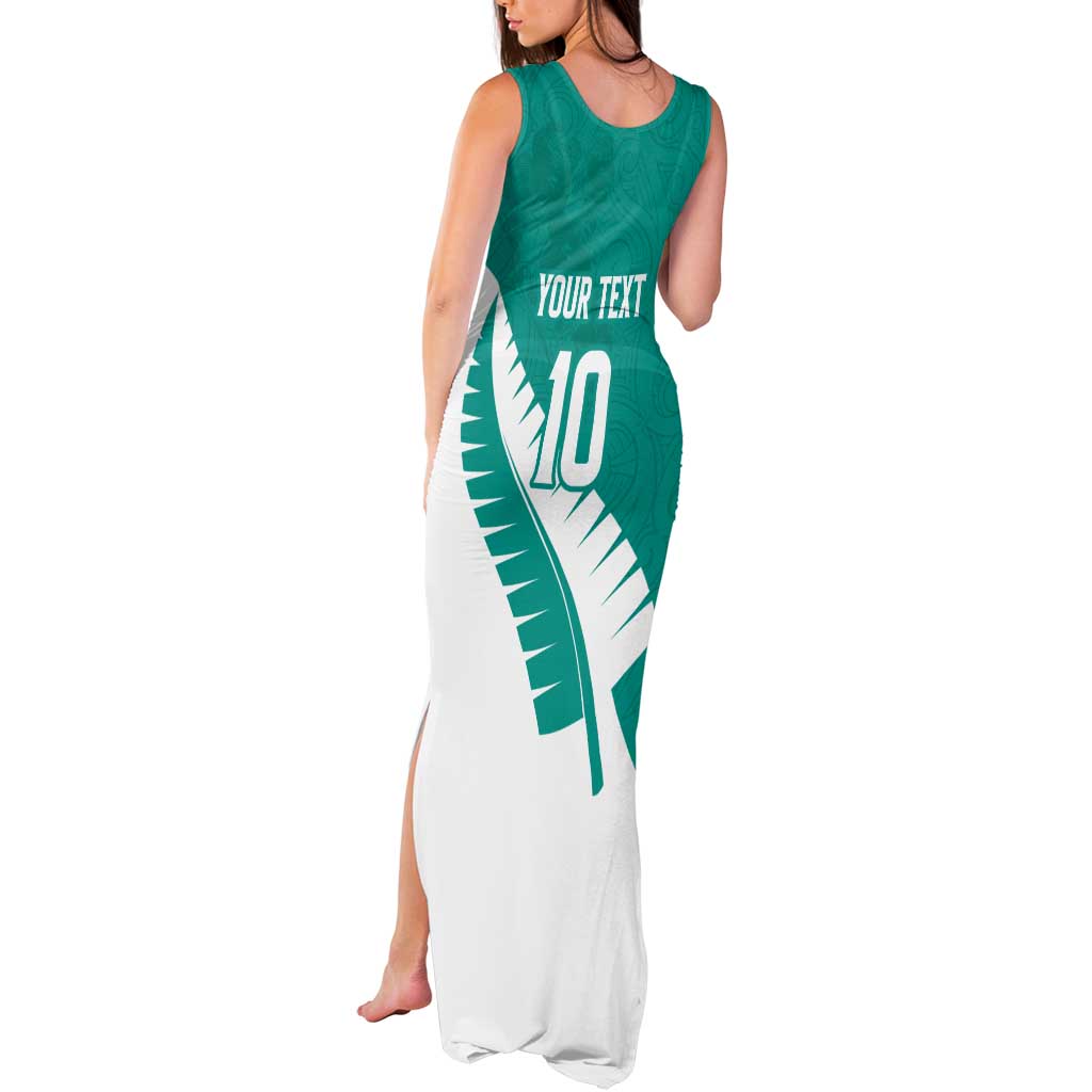 Custom New Zealand Cricket Tank Maxi Dress Kiwi Birds Haka Dance Turquoise Fern Sporty Style LT03 - Polynesian Pride