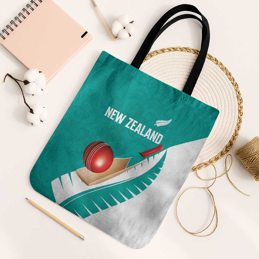 New Zealand Cricket Tote Bag Kiwi Birds Haka Dance Turquoise Fern Sporty Style LT03 Black Strap One Size Turquoise - Polynesian Pride